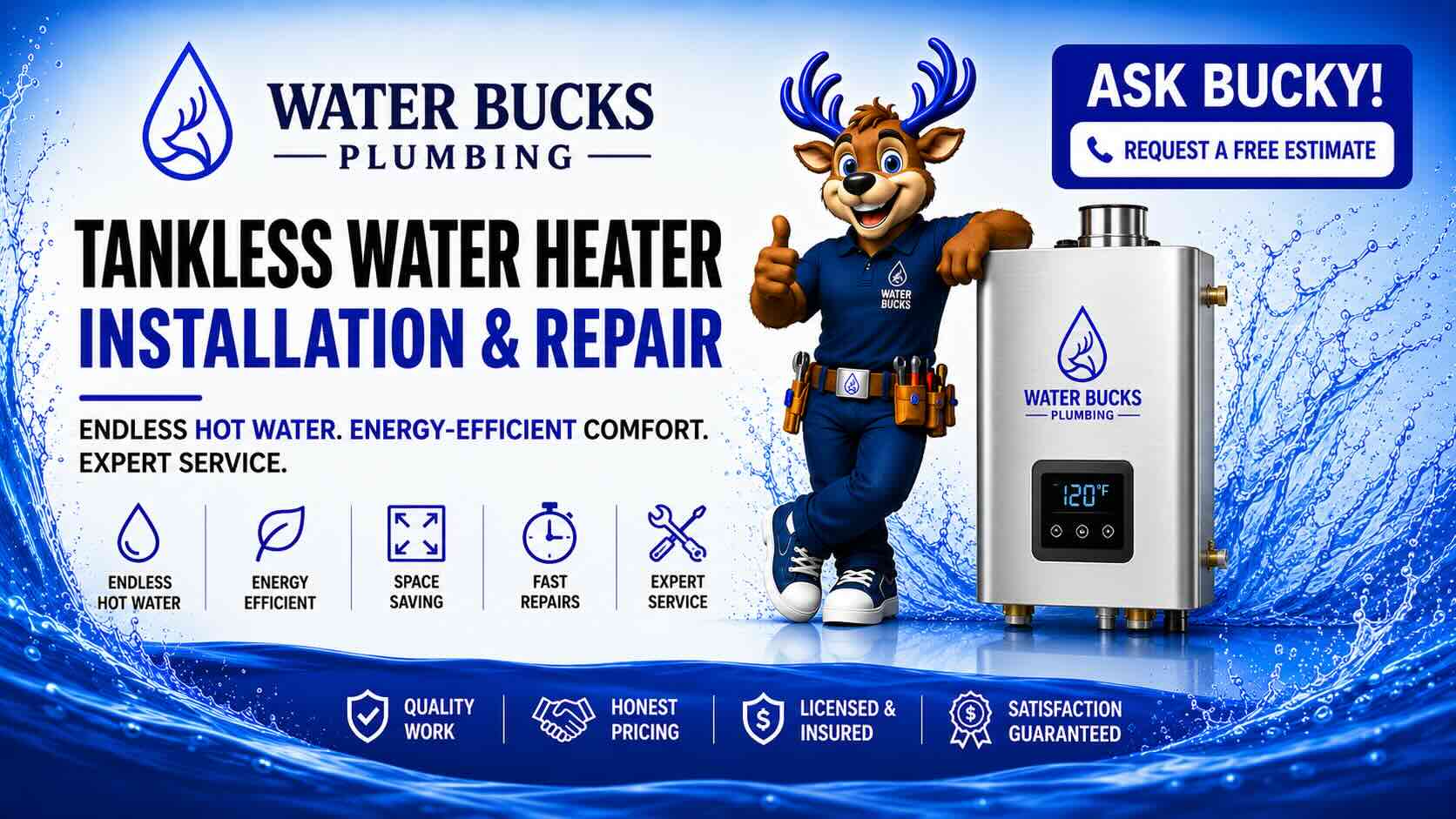 Tankless water heater Water Bucks Plumbing